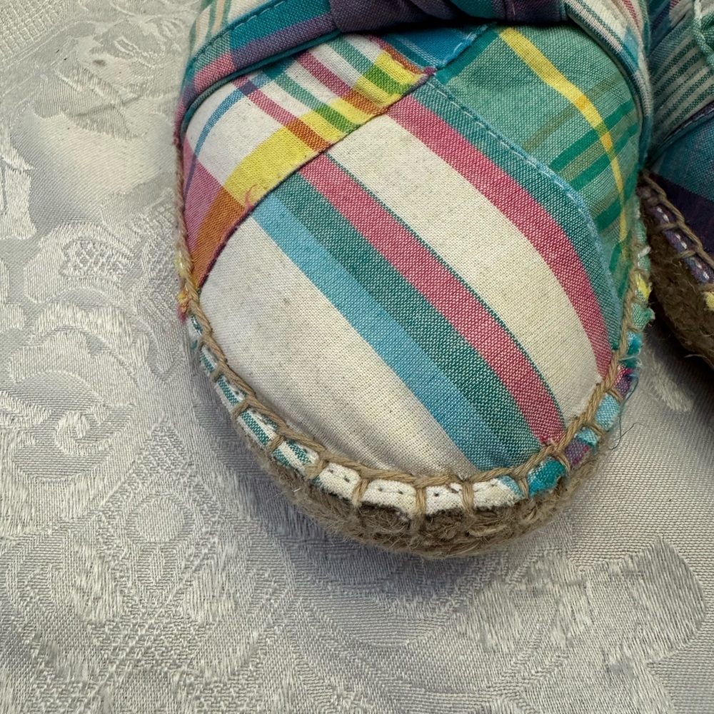 Talbots 8.5M Izzy Knot Detail Espadrilles Patchwork Comfort Chic Flats Preppy - Picture 3 of 12